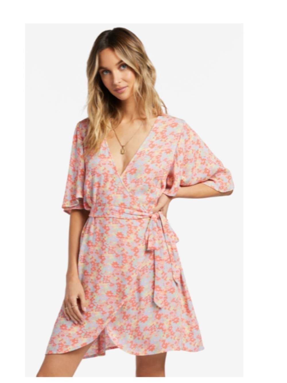 Billabong Pink Floral Wrap Dress M